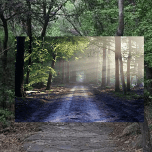 a road with a smaller luminous inset road representing following your calling path